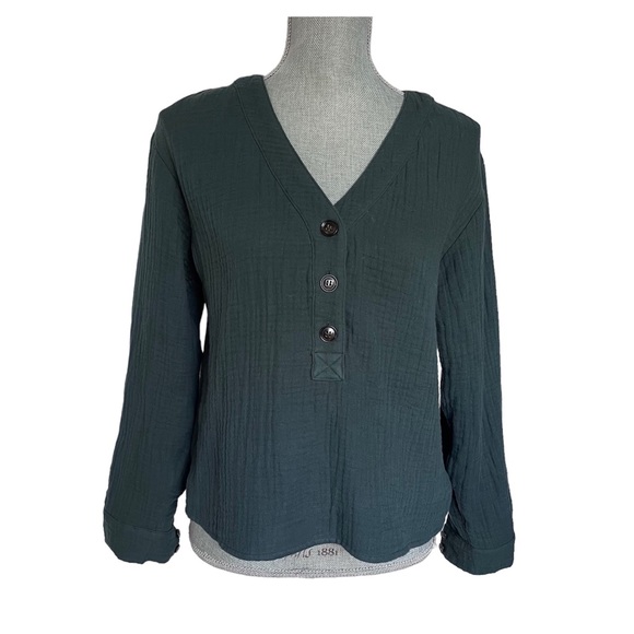 MADEWELL Green V Neck Cotton Blouse M - Picture 10 of 10